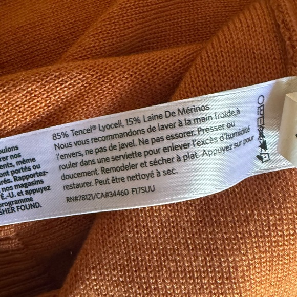 Eileen Fisher Orange Tencel Merino Wool Top 3X Short Sleeve - Picture 7 of 7